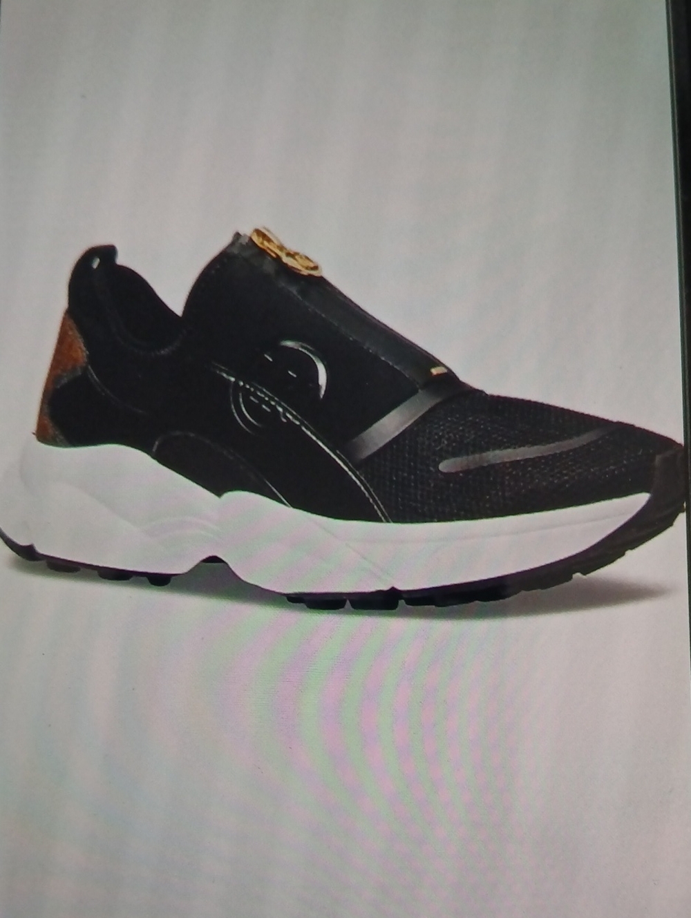 Men's Black Slip-On Athletic Sneakers with White Midsole
